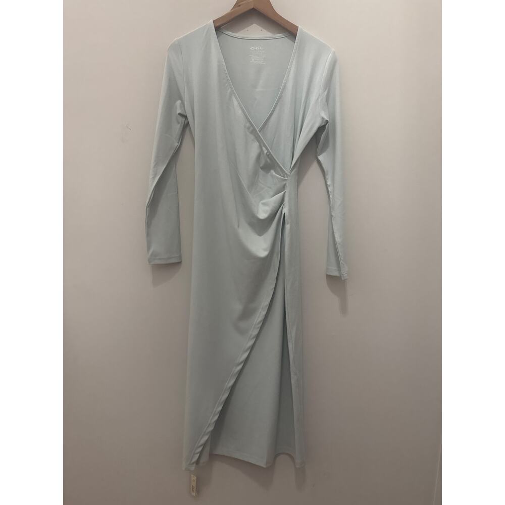 OGL Womens Feminine Minimalist Modest Staple MaxWarm Surplice Wrap Dress Medium - Picture 1 of 5